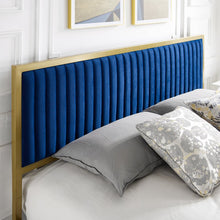 Load image into Gallery viewer, NAVY/GOLD Tufted Upholstered Low Profile Bed - EK CHIC HOME
