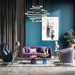 Chic Rivet Italian Design Modern Velvet Lounge Chair Set - EK CHIC HOME