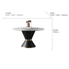 Load image into Gallery viewer, Luxury Round Glossy Slate Dining Table W/Turntable - EK CHIC HOME