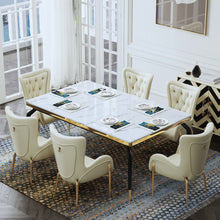 Load image into Gallery viewer, Luxury Natural Rectangular Marble Dining Table &amp; Chairs Set - EK CHIC HOME