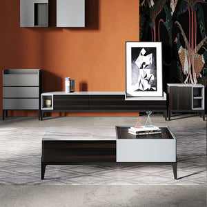 Glass Luxury TV Cabinet W/Drawers Living Room Furniture - EK CHIC HOME