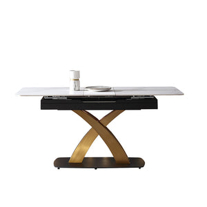 Luxury Modern Gold & Marble Extendable Dining Table - EK CHIC HOME