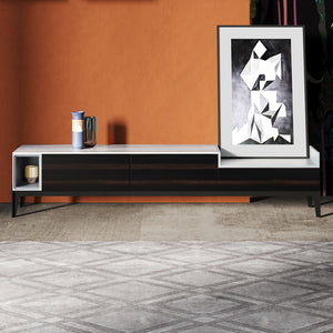 Glass Luxury TV Cabinet W/Drawers Living Room Furniture - EK CHIC HOME