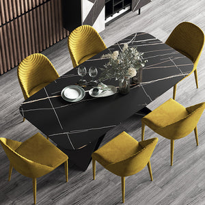 High Quality Black  Square Dining Table Set  (+6chairs) - EK CHIC HOME