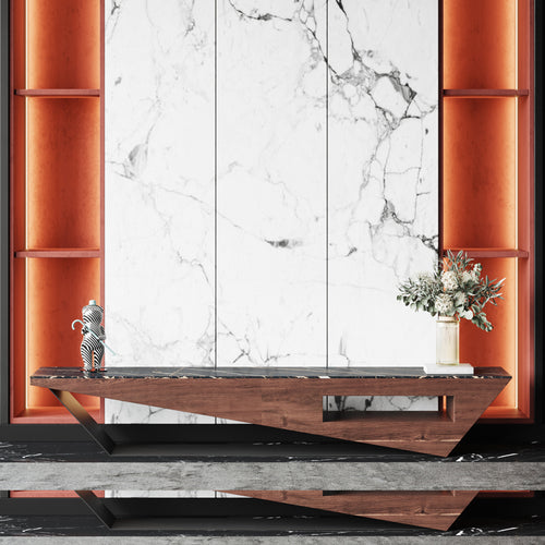 Marble & Wood TV Stand Cabinet Luxe Design - EK CHIC HOME