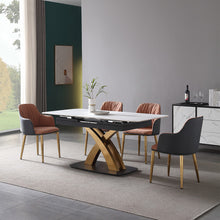 Load image into Gallery viewer, Luxury Modern Gold &amp; Marble Extendable Dining Table - EK CHIC HOME