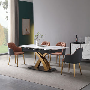 Luxury Modern Gold & Marble Extendable Dining Table - EK CHIC HOME