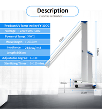 Load image into Gallery viewer, Medical 30W UVC Disinfection Hospital Portable UV Light - EK CHIC HOME