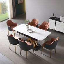 Load image into Gallery viewer, Luxury Modern Gold &amp; Marble Extendable Dining Table - EK CHIC HOME