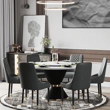 Load image into Gallery viewer, Luxury Round Glossy Slate Dining Table W/Turntable - EK CHIC HOME