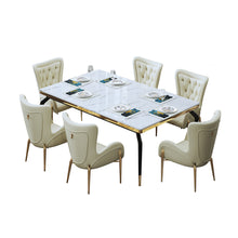 Load image into Gallery viewer, Luxury Natural Rectangular Marble Dining Table &amp; Chairs Set - EK CHIC HOME