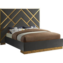 Load image into Gallery viewer, GREY/GOLD Rogin Upholstered Flatform Bed - EK CHIC HOME