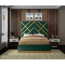 Load image into Gallery viewer, GREEN/GOLD Rogin Upholstered Flatform Bed - EK CHIC HOME
