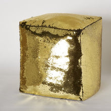 Load image into Gallery viewer, Reversible Sequin Pouf- Gold - EK CHIC HOME