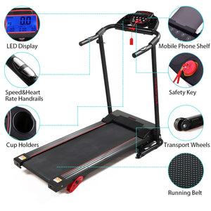 Folding Treadmill 2.0 HP Electric Fitness with LCD display/ iPad and Drink Holder - EK CHIC HOME