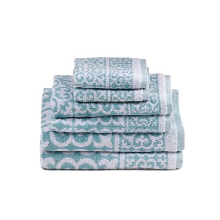 6-Piece 100% Cotton Bath Towel Set, Silver - EK CHIC HOME