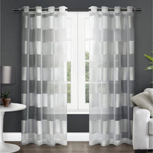 Load image into Gallery viewer, 2 Pack Striped Sheer Top Curtain Panels - EK CHIC HOME