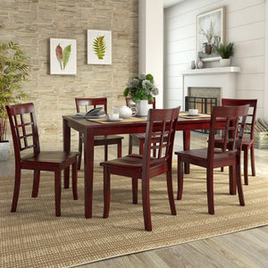 Vintage  Dining Set with 6 Window Back Chairs - EK CHIC HOME