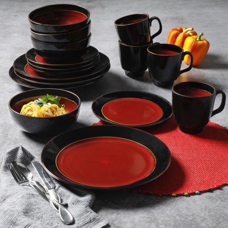 16-Piece Dinnerware Set, Red - EK CHIC HOME