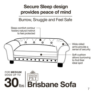 Pet Brisbane Tufted Sofa Dog Bed, Medium, 33"x21"12", Brown - EK CHIC HOME