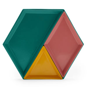 Multi Colored Geometric Trays, Set of 4 - EK CHIC HOME