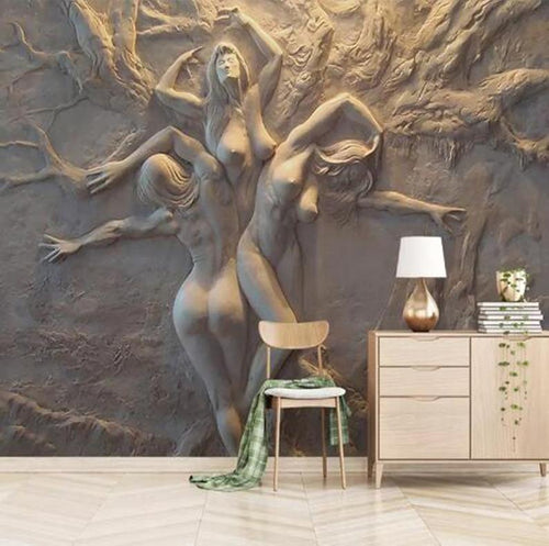 European Style 3D Stereoscopic Art Relief Angel Nude Statue - EK CHIC HOME