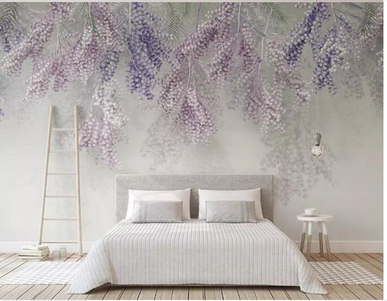 3D  Fresh Hanging Purple Rattan Cane Wall Murals - EK CHIC HOME