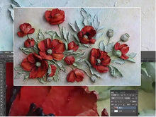Load image into Gallery viewer, 3D Embossed Floral Wallpaper, Red Poppy - EK CHIC HOME