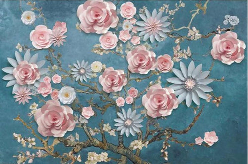 3D Embossed Wallpapers Rose Flower - EK CHIC HOME