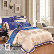 Load image into Gallery viewer, Silk Cotton Satin Luxury Jacquard Bedding Set - Duvet 4/6/8/9Pc - EK CHIC HOME