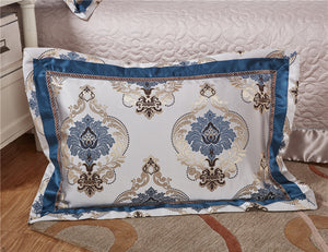 Silk Cotton Satin Luxury Jacquard Bedding Set - Duvet 4/6/8/9Pc - EK CHIC HOME