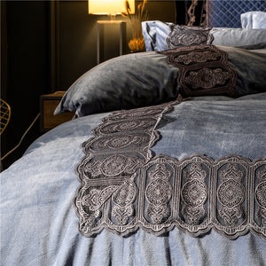 Luxury Flannel European Palace Lace Bedding  Duvet  4pcs - EK CHIC HOME