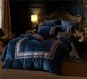 Luxury Flannel European Palace Lace Bedding  Duvet  4pcs - EK CHIC HOME