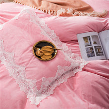 Load image into Gallery viewer, Luxury Flannel European Palace Lace Bedding  Duvet  4pcs - EK CHIC HOME