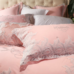 4/6/7Pcs Egypt Cotton Satin Elegant Princess luxury Bedding Set - EK CHIC HOME