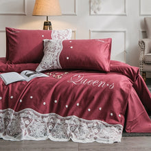 Load image into Gallery viewer, Luxury 100% Cotton Fantasy Lace Bedding Set - Stone Duvet 4Pcs - EK CHIC HOME