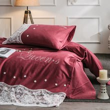 Load image into Gallery viewer, Luxury 100% Cotton Fantasy Lace Bedding Set - Stone Duvet 4Pcs - EK CHIC HOME