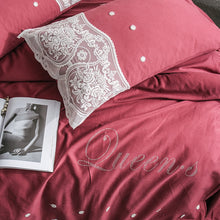 Load image into Gallery viewer, Luxury 100% Cotton Fantasy Lace Bedding Set - Stone Duvet 4Pcs - EK CHIC HOME