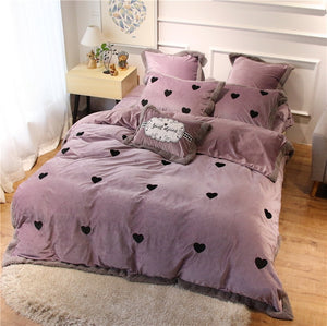 Luxury Velvet Flannel Sweet Heart Bedding Set - EK CHIC HOME