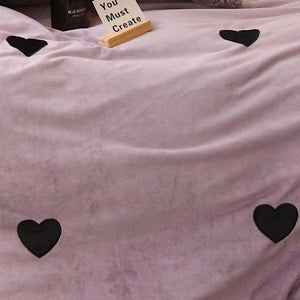 Luxury Velvet Flannel Sweet Heart Bedding Set - EK CHIC HOME