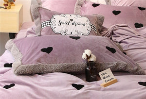 Luxury Velvet Flannel Sweet Heart Bedding Set - EK CHIC HOME