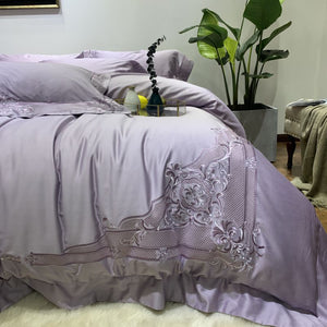 Luxury Egypt Cotton Bedding Set Embroidery Silky Duvet 4Pcs - EK CHIC HOME