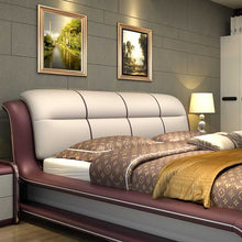 Load image into Gallery viewer, Genuine Leather Modern Bed W/Set of 2 Stands - EK CHIC HOME