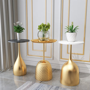 Luxury Living Room Sofa Round Table Side Table - Nano Gold - EK CHIC HOME