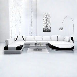 White 2PCS Chaise Lounge Leather Sofa Set - EK CHIC HOME