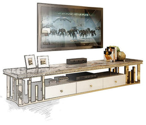 Natural Marble Stainless Steel TV Stand  Living Room Home Furniture - EK CHIC HOME