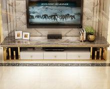 Load image into Gallery viewer, Natural Marble Stainless Steel TV Stand  Living Room Home Furniture - EK CHIC HOME
