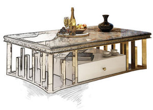 Luxury Natural Marble Stainless Steel Coffee Table - EK CHIC HOME