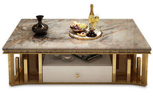 Load image into Gallery viewer, Luxury Natural Marble Stainless Steel Coffee Table - EK CHIC HOME