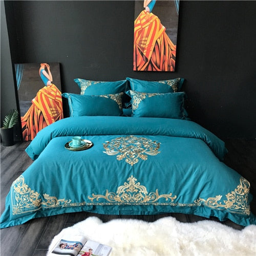 Luxury Egypt Cotton Versailles Waltz Bedding Set Embroidery Duvet 4Pcs - EK CHIC HOME